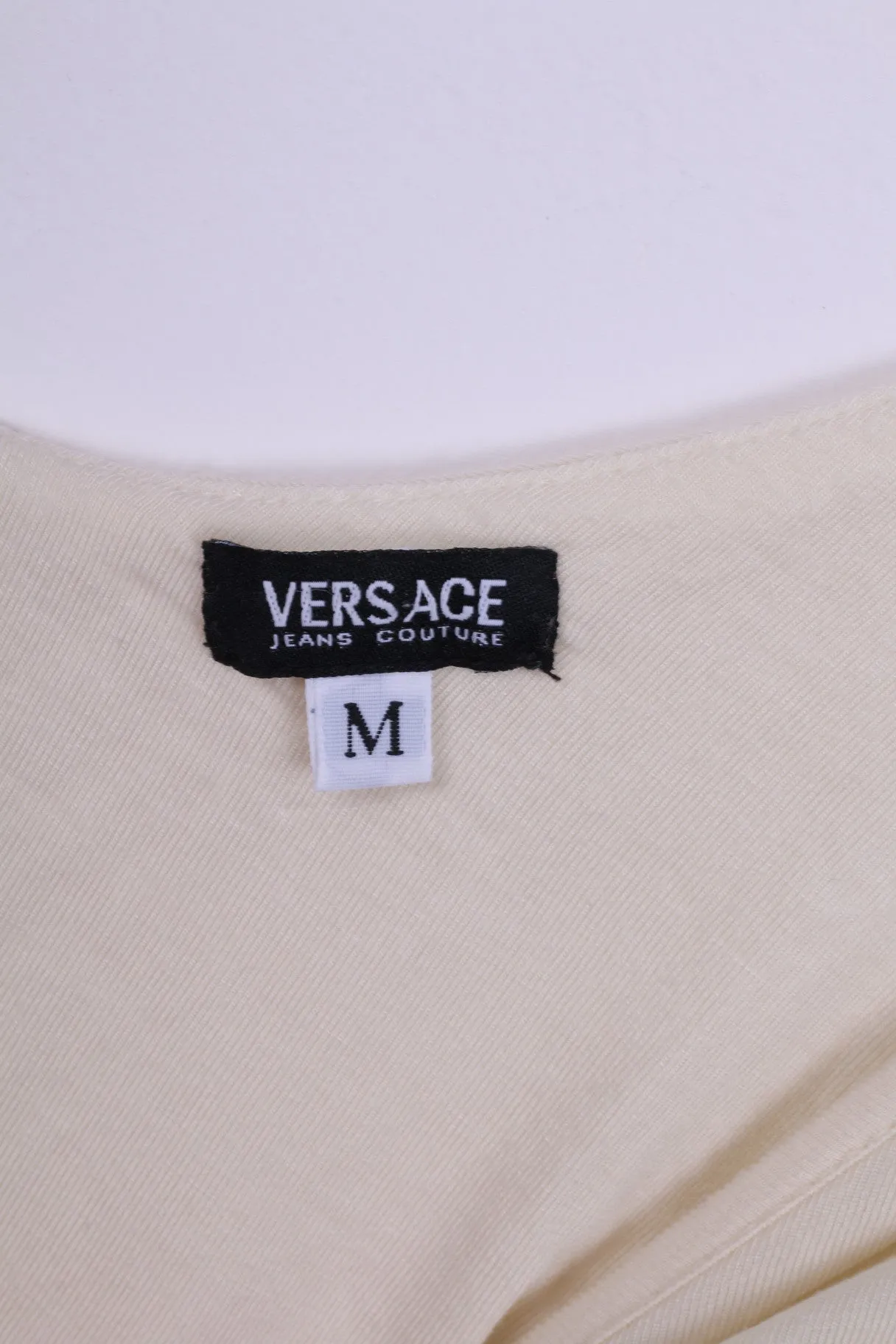 Versace Jeans Couture Womens M Shirt Cream Stretchy Big Necline