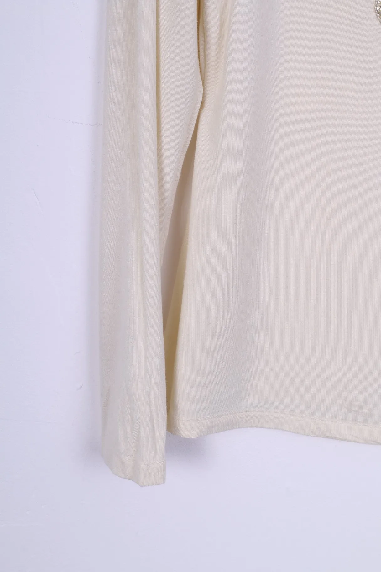 Versace Jeans Couture Womens M Shirt Cream Stretchy Big Necline