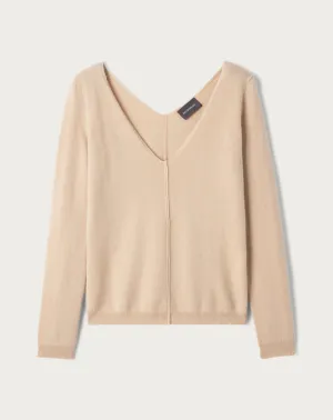 Vertical ridge trim fitted jumper with seamfree V-neck Eric Bompard