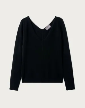Vertical ridge trim fitted jumper with seamfree V-neck Eric Bompard
