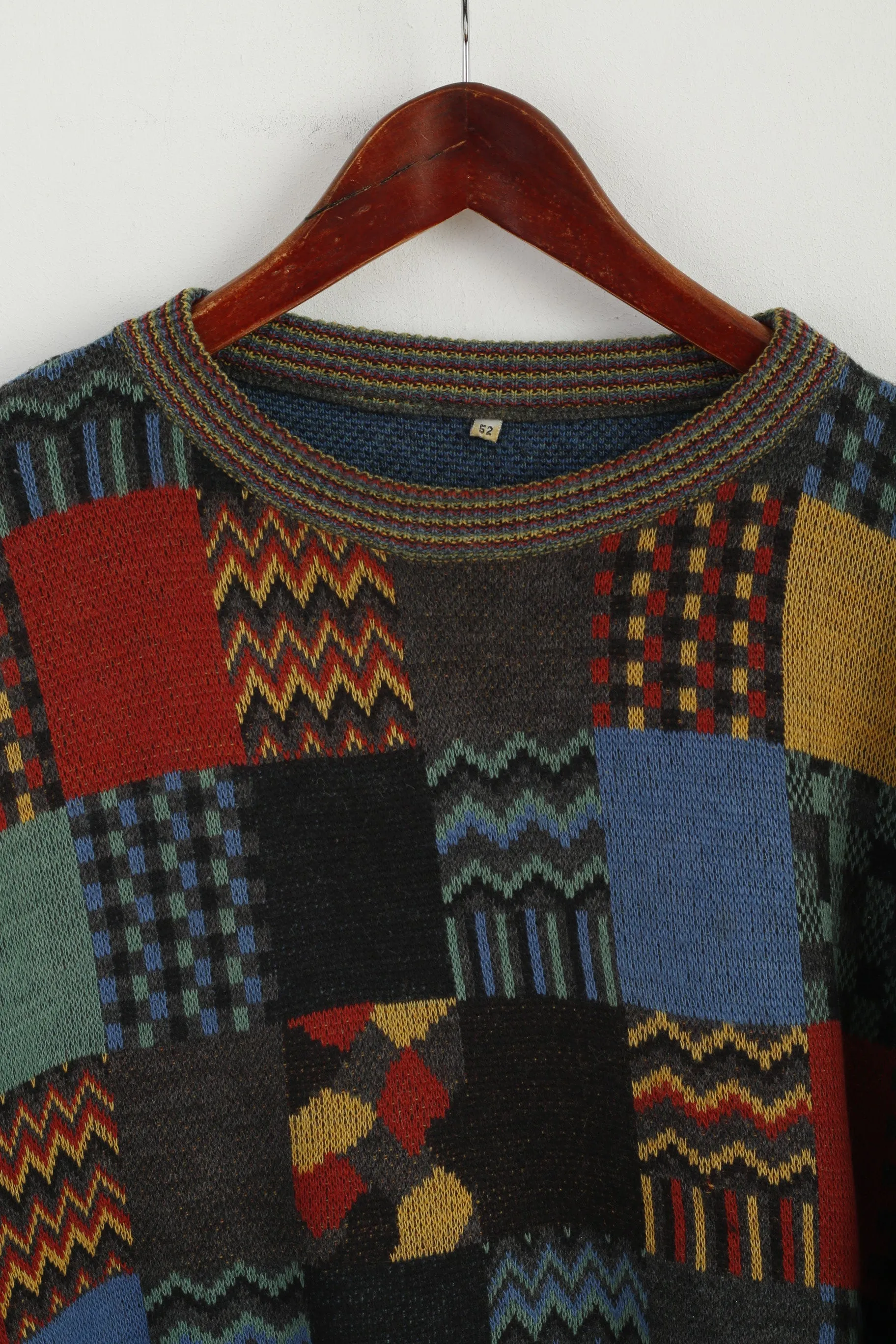 Vintage Men 52 M Jumper Designer Knit Multicoloured Wool Acrylic Blend Sweater