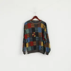 Vintage Men 52 M Jumper Designer Knit Multicoloured Wool Acrylic Blend Sweater