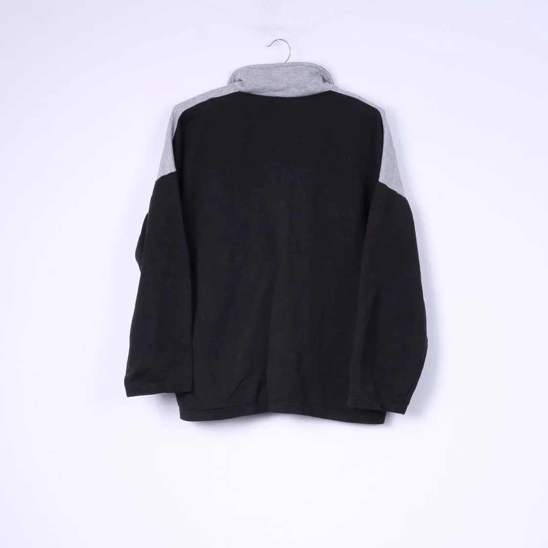 Vintage Mens S Sweatshirt Grey Jumper Zip Neck Retro Graphic Top