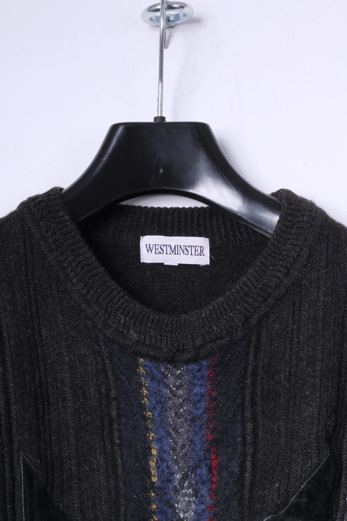Westminster Mens XL (M) Jumper Dark Grey Wool Acrylic Blend Vintage Italy Sweater