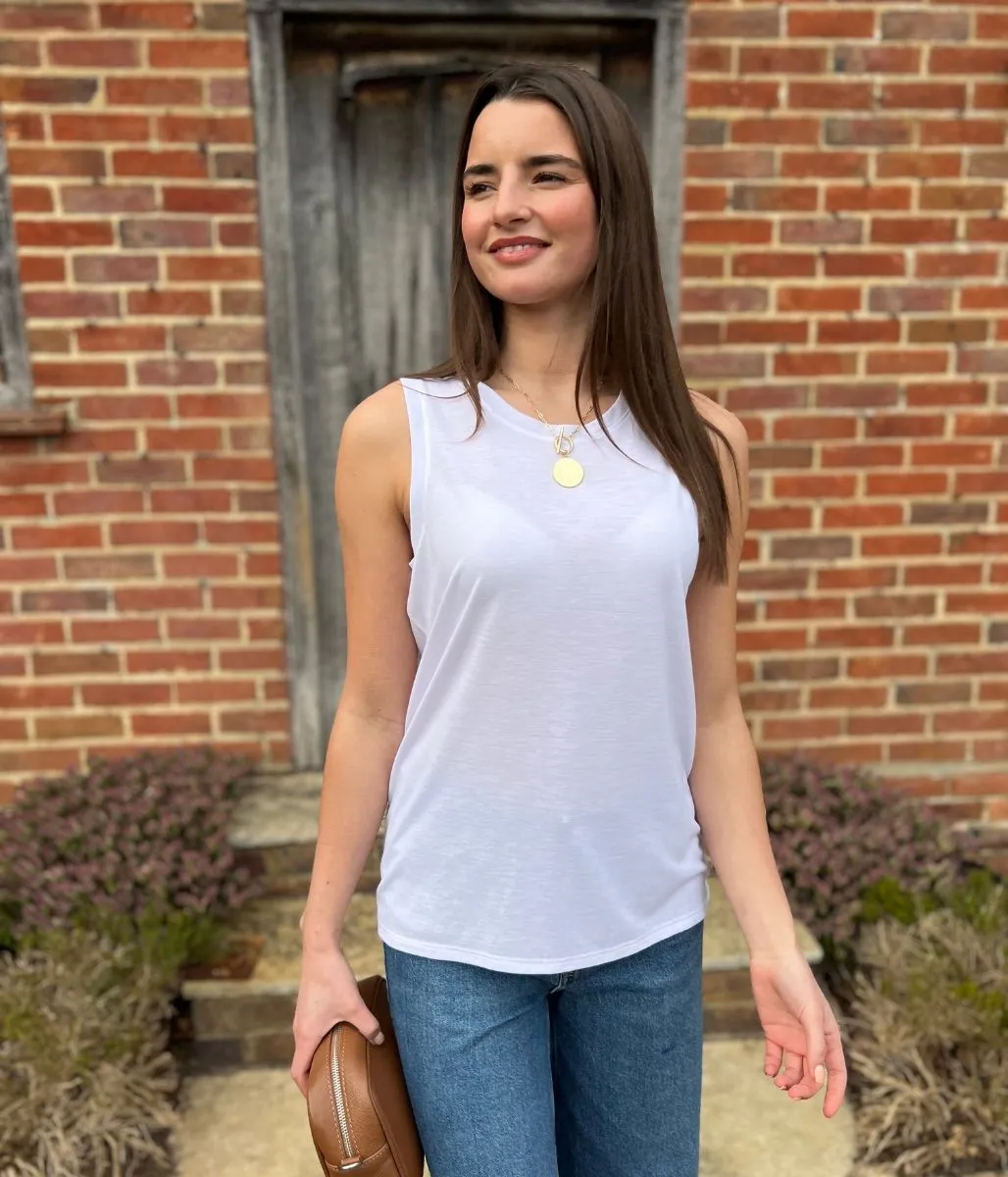 White Relaxed Fit Sleeveless Top