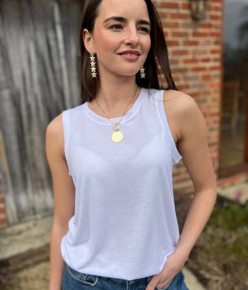 White Relaxed Fit Sleeveless Top