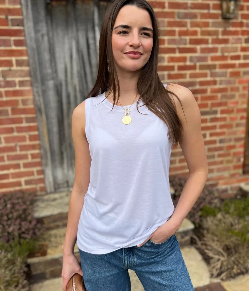 White Relaxed Fit Sleeveless Top