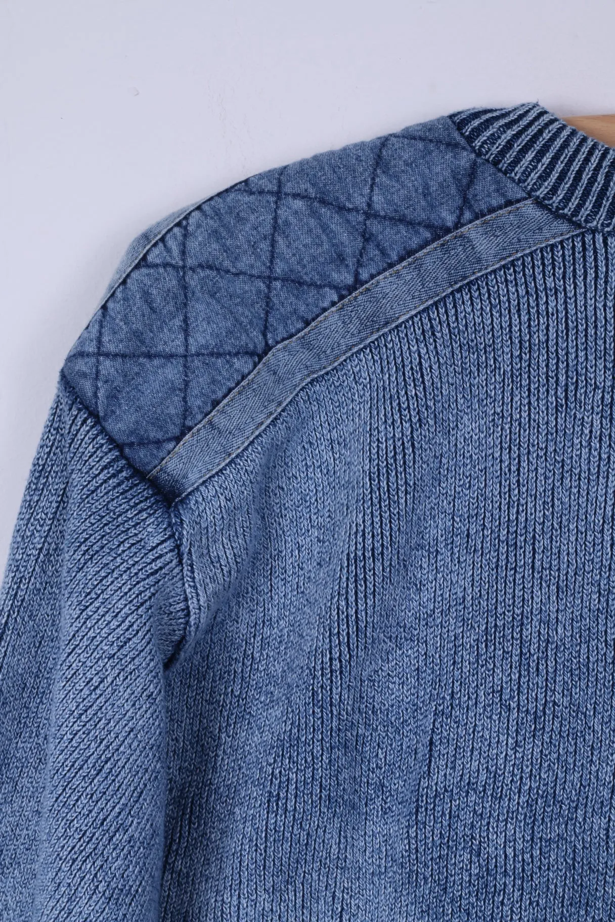 Willi's Mens S Jumper Blue Indigo Sailings Cotton Jeans Inserts Crew Neck Sweatshirt
