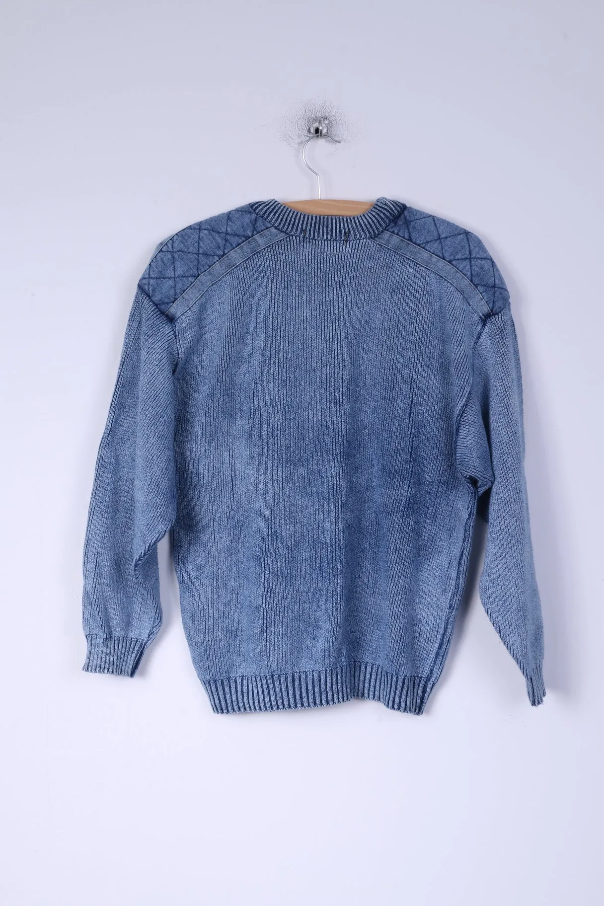 Willi's Mens S Jumper Blue Indigo Sailings Cotton Jeans Inserts Crew Neck Sweatshirt