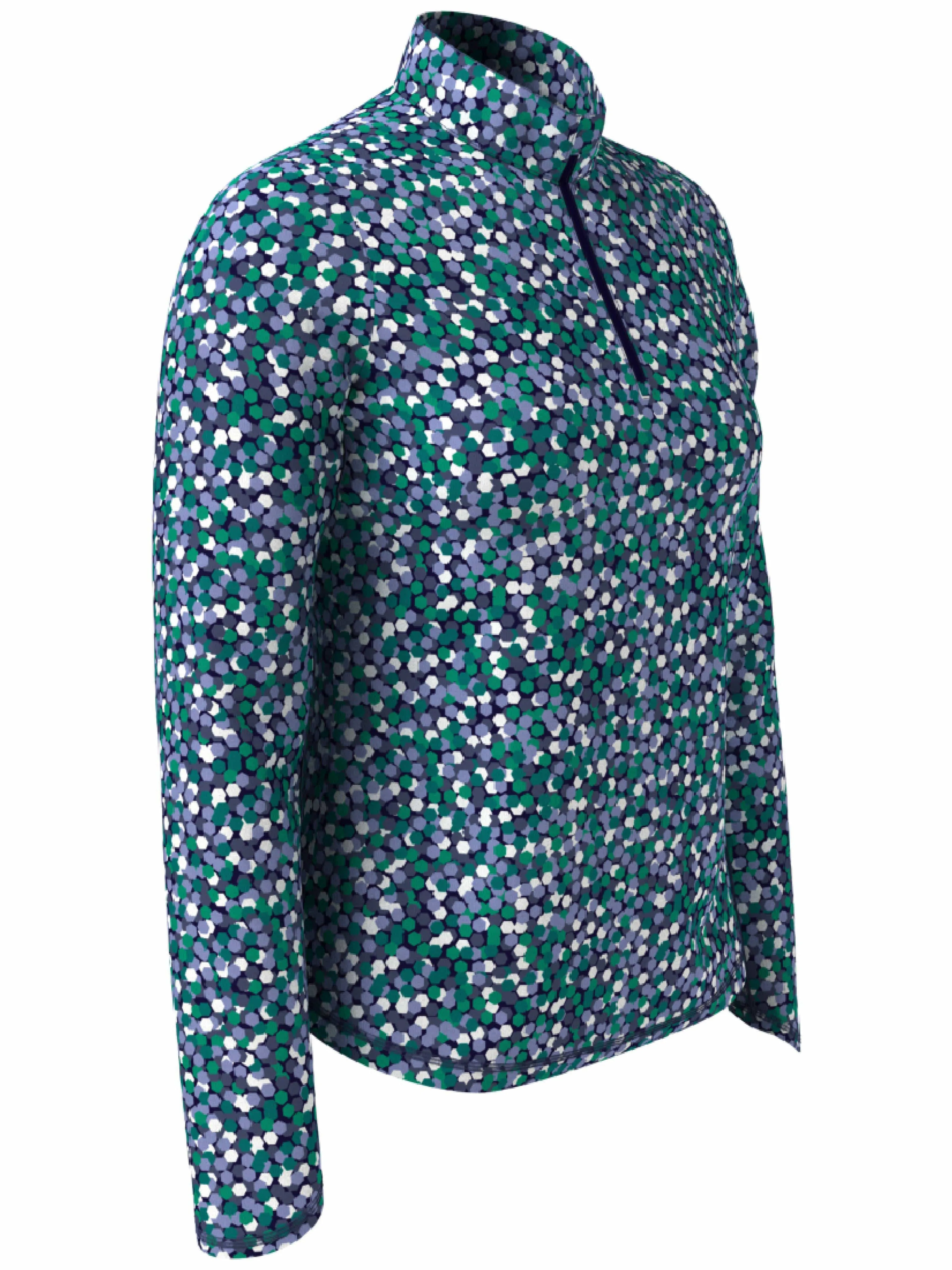Womens Hexagon Confetti Print Sun Protection 1/4 Zip Golf Pullover Callaway Apparel