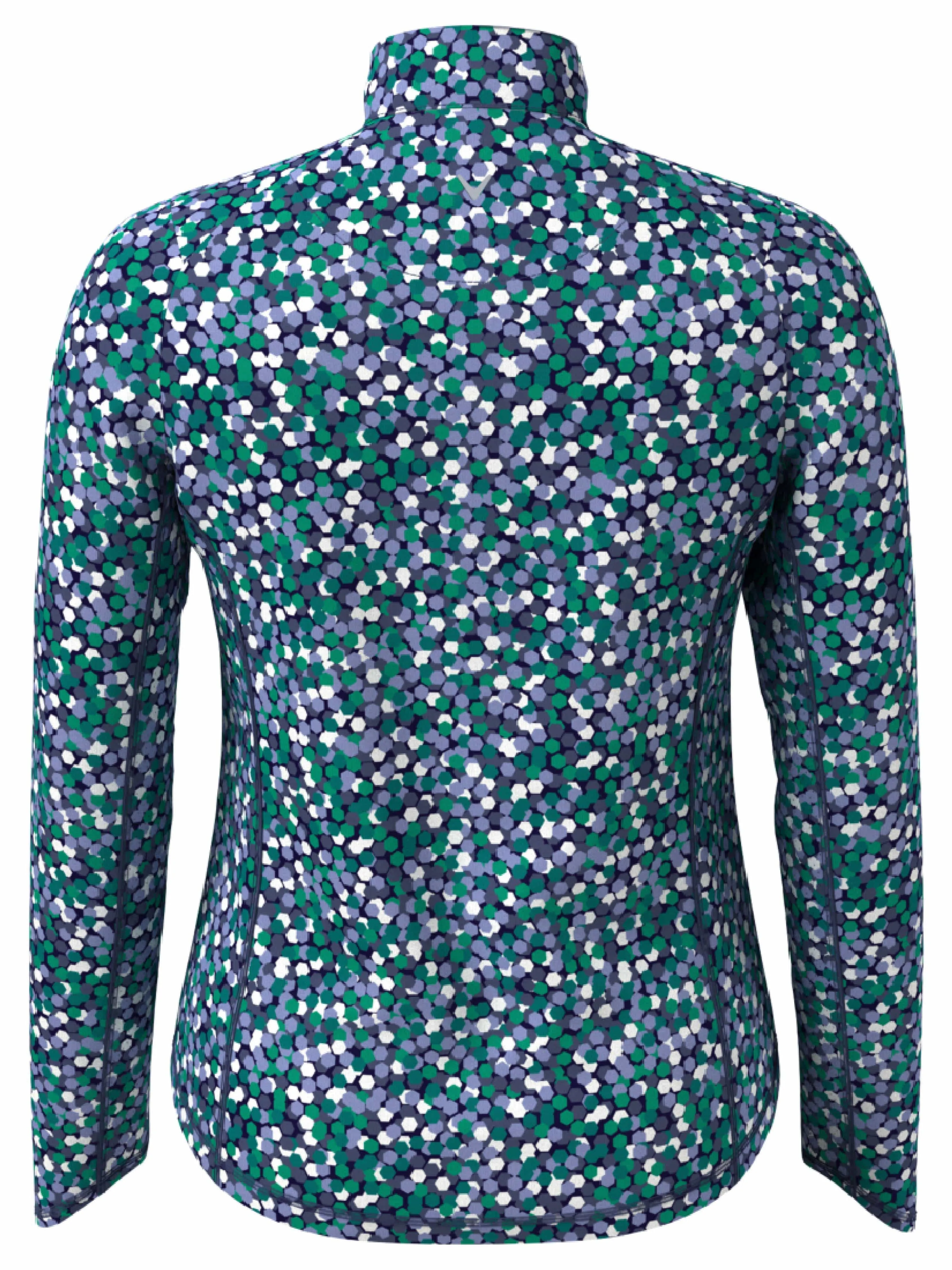 Womens Hexagon Confetti Print Sun Protection 1/4 Zip Golf Pullover Callaway Apparel