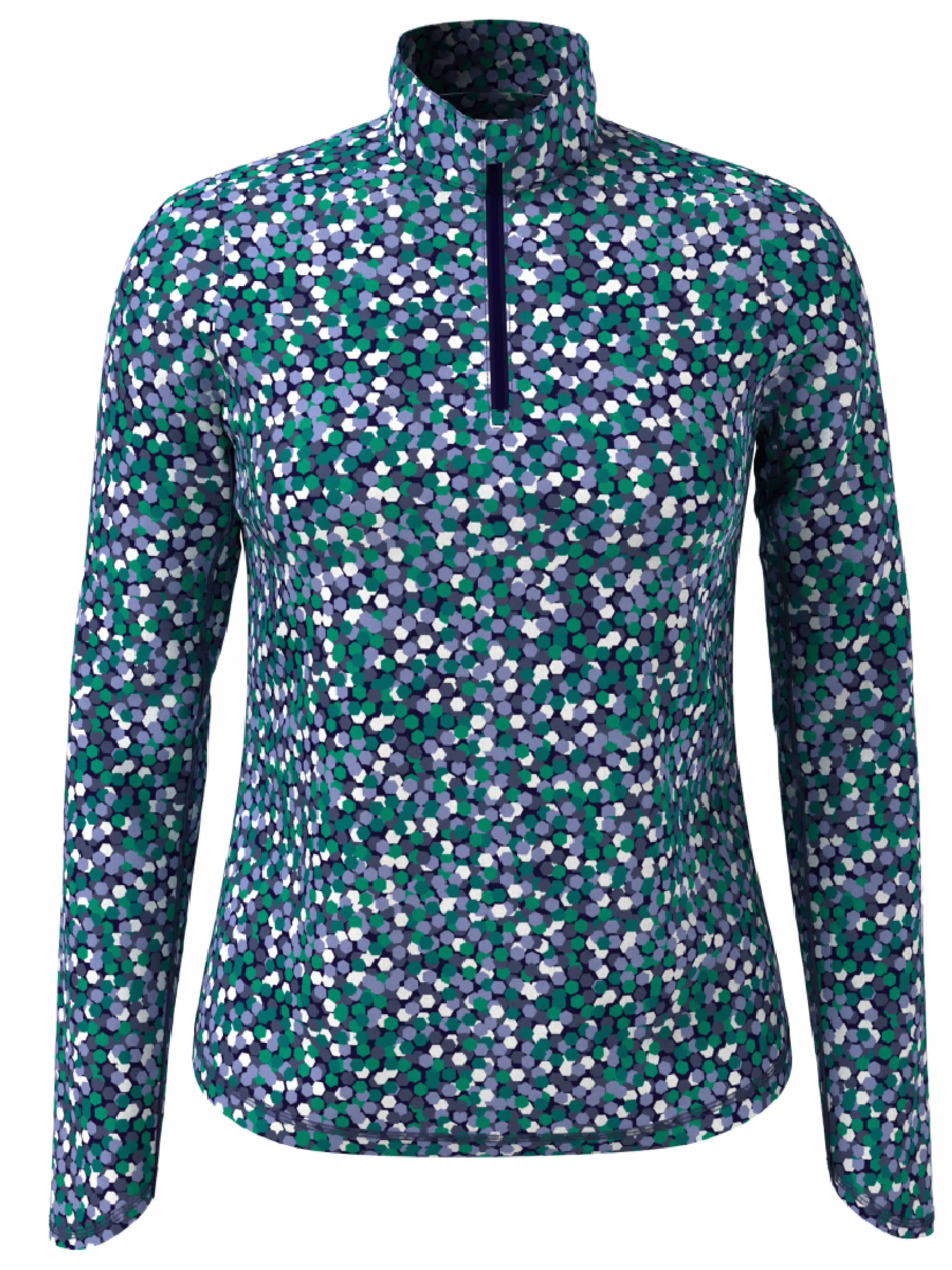 Womens Hexagon Confetti Print Sun Protection 1/4 Zip Golf Pullover Callaway Apparel