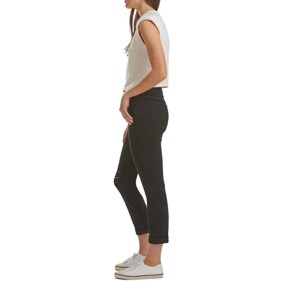Womens High Rise Slim Fit Boyfriend Jeans