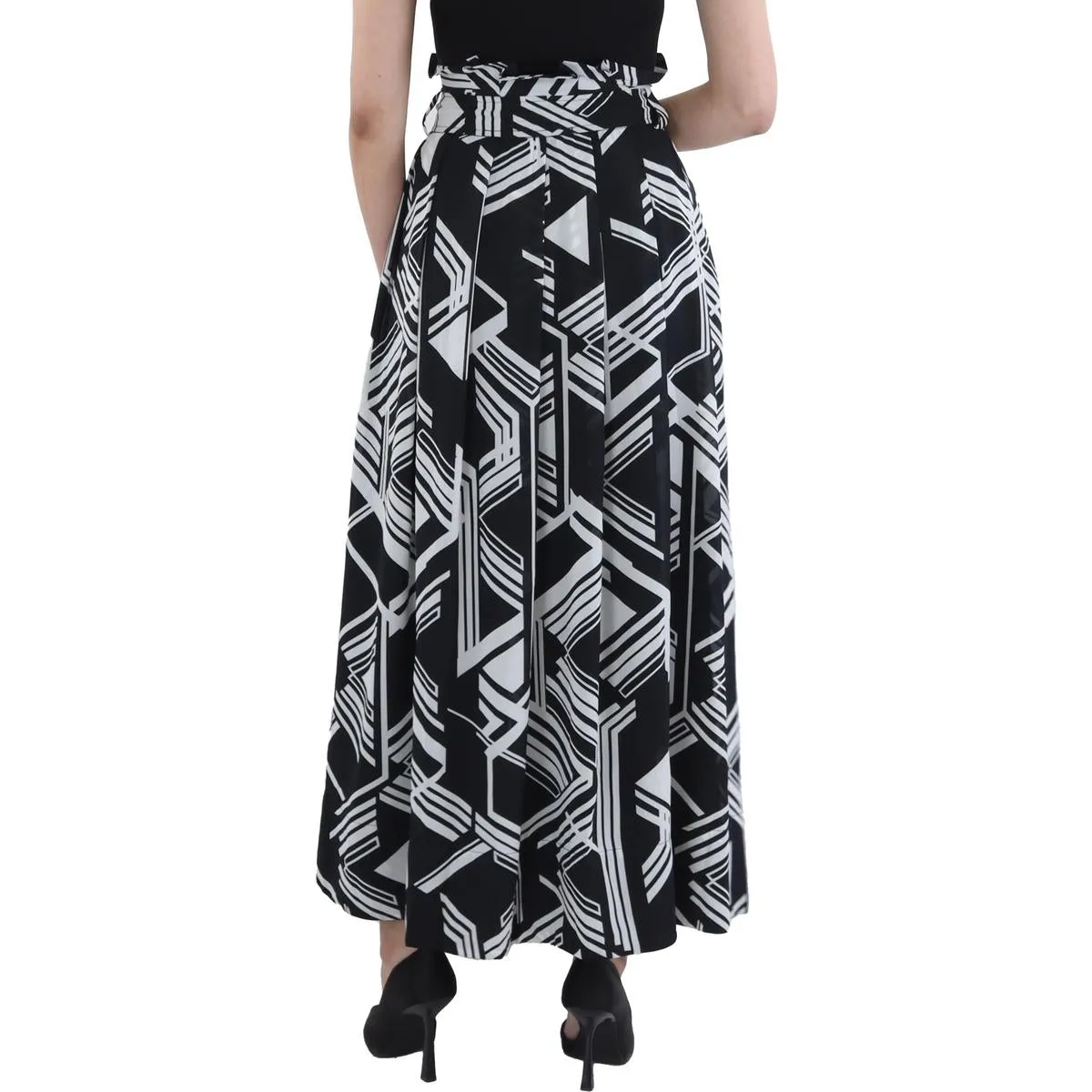 Womens Printed Pleated Maxi Skirt