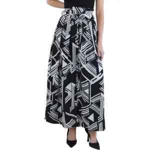 Womens Printed Pleated Maxi Skirt