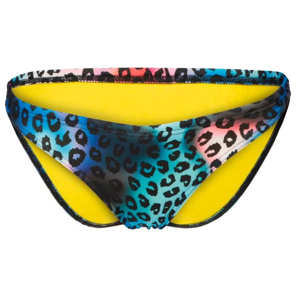 WOMEN'S REAL BRIEF BIKINI BOTTOM - NEON BLUE MULTI/YELLOW STAR