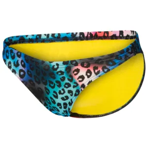 WOMEN'S REAL BRIEF BIKINI BOTTOM - NEON BLUE MULTI/YELLOW STAR