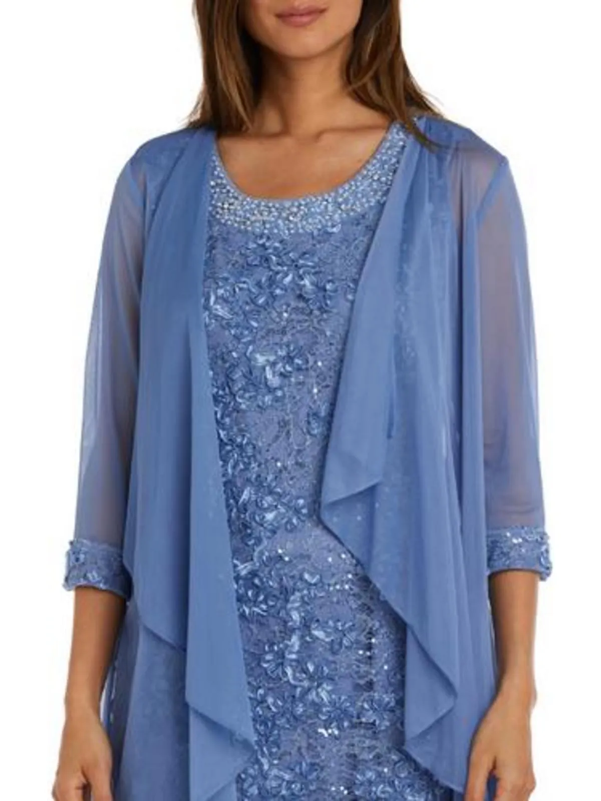 Womens Sheer Lace-Trim Jacket