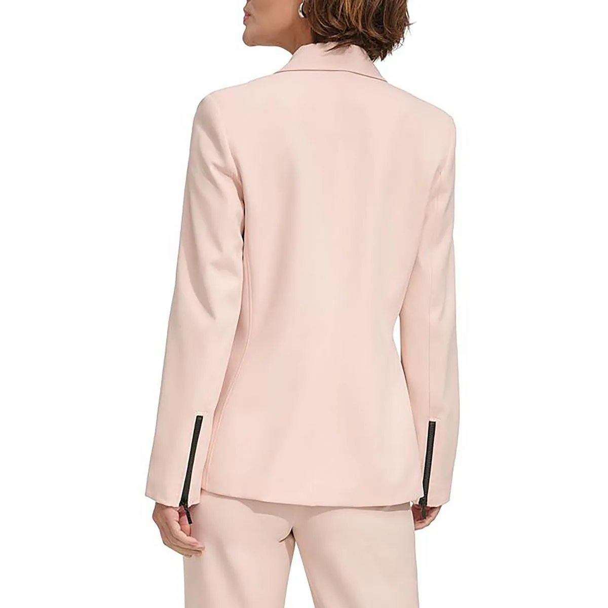 Womens Solid Polyester Double-Breasted Blazer