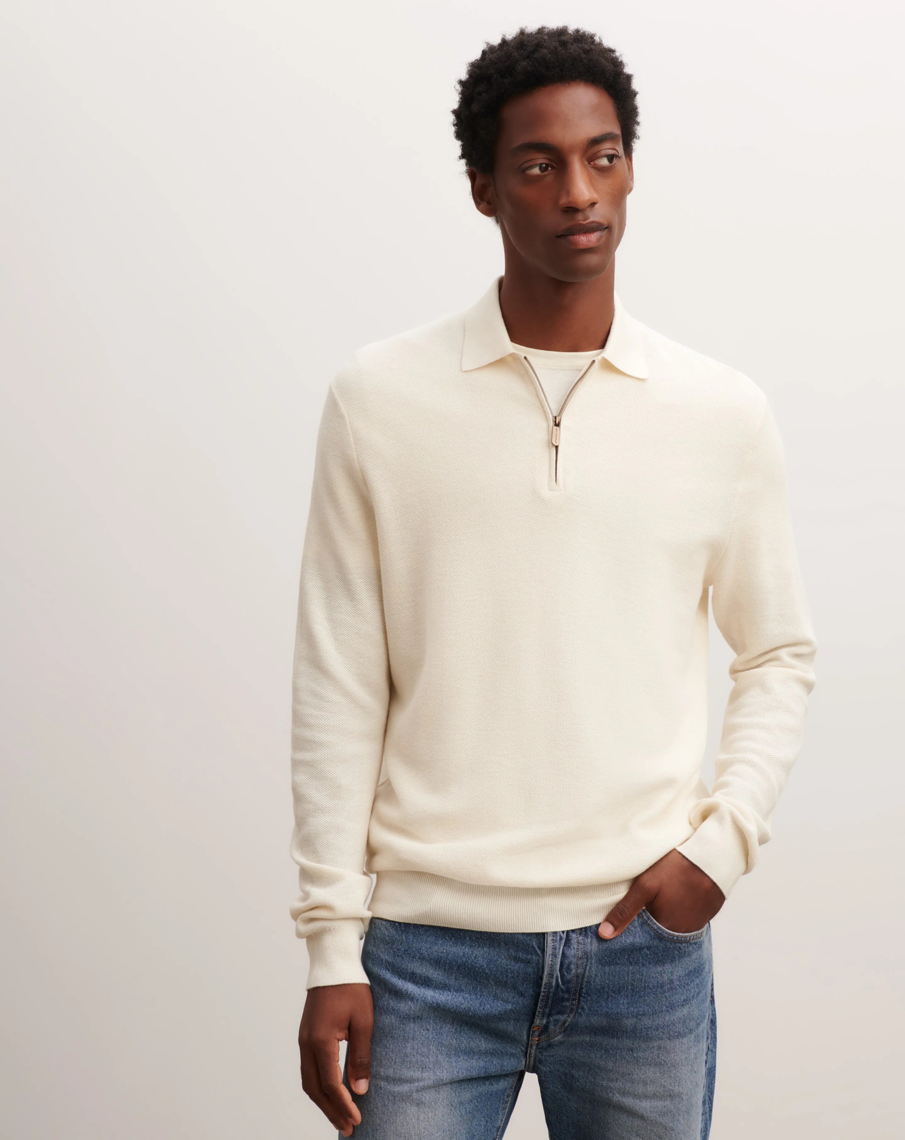 Zip-up piqué polo shirt Eric Bompard